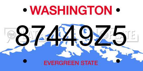 87449Z5 Washington License Plate