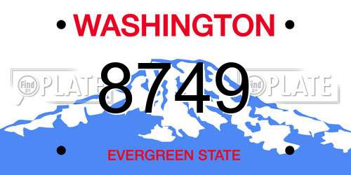 8749 Washington License Plate
