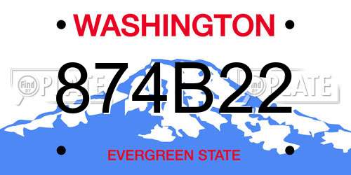 874B22 Washington License Plate