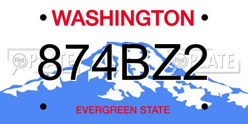 874BZ2 Washington License Plate