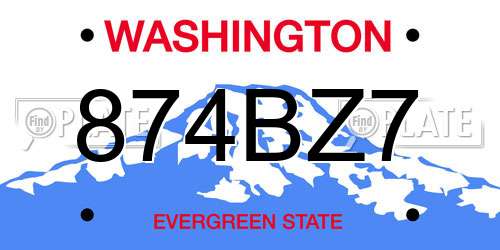 874BZ7 Washington License Plate