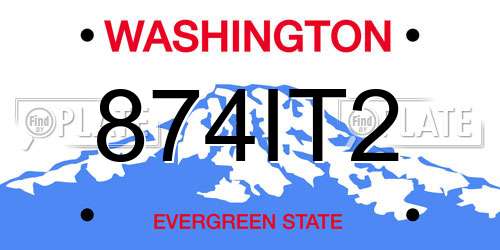 874IT2 Washington License Plate