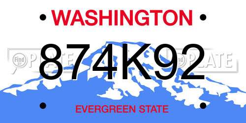 874K92 Washington License Plate