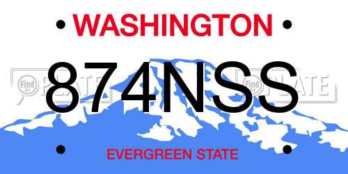 874NSS Washington License Plate