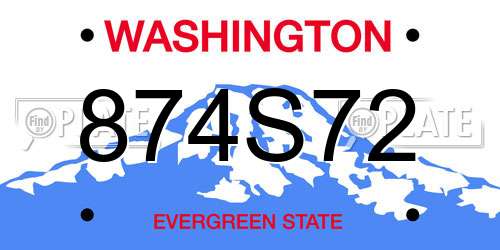 874S72 Washington License Plate