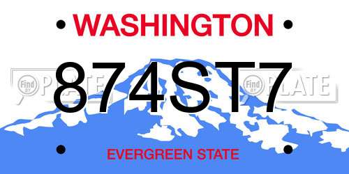874ST7 Washington License Plate