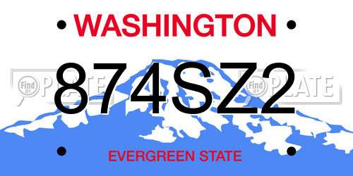 874SZ2 Washington License Plate