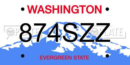 874SZZ Washington License Plate