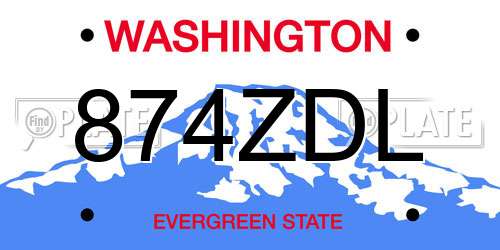 874ZDL Washington License Plate