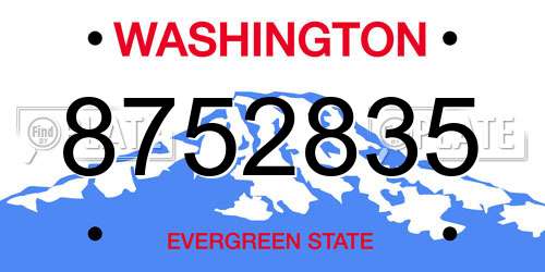 8752835 Washington License Plate