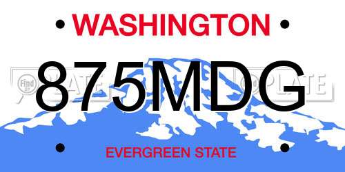 875MDG Washington License Plate