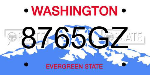 8765GZ Washington License Plate