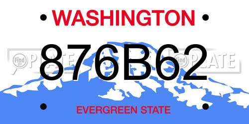 876B62 Washington License Plate