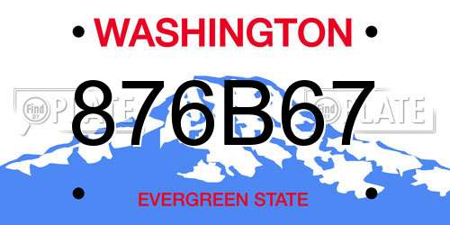 876B67 Washington License Plate