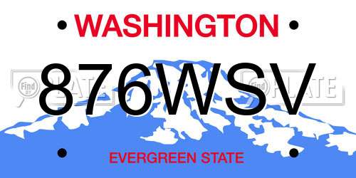 876WSV Washington License Plate