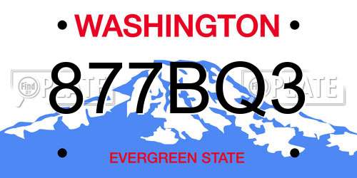 877BQ3 Washington License Plate