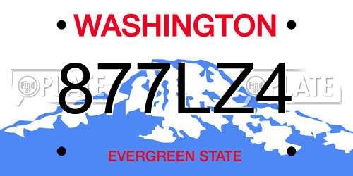 877LZ4 Washington License Plate