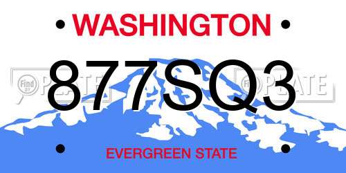 877SQ3 Washington License Plate