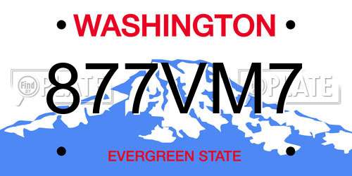 877VM7 Washington License Plate