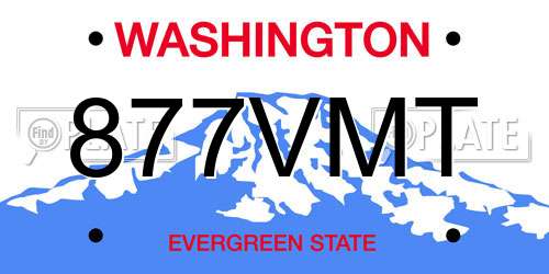 877VMT Washington License Plate