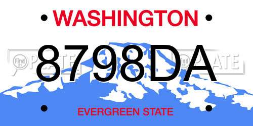 8798DA Washington License Plate