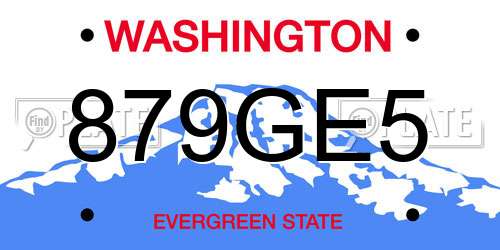 879GE5 Washington License Plate