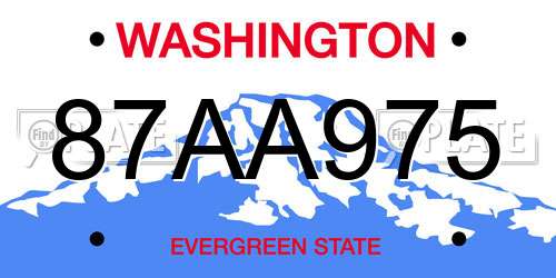87AA975 Washington License Plate