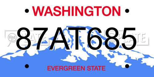 87AT685 Washington License Plate