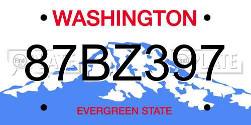 87BZ397 Washington License Plate