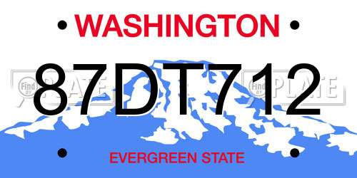 87DT712 Washington License Plate