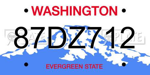 87DZ712 Washington License Plate