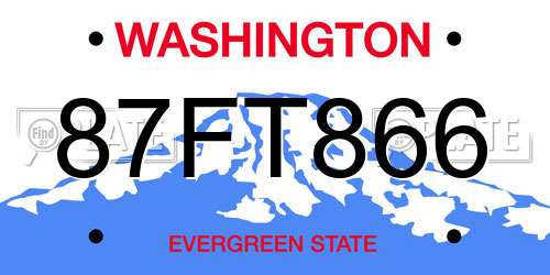 87FT866 Washington License Plate
