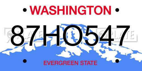 87HO547 Washington License Plate