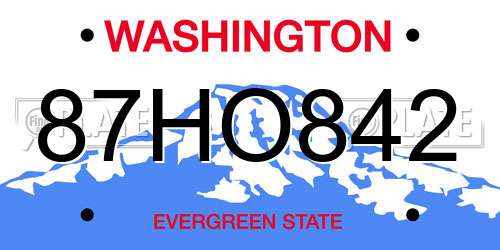 87HO842 Washington License Plate