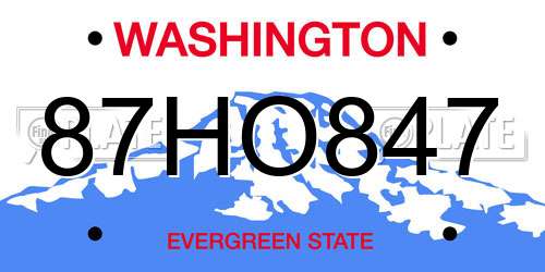 87HO847 Washington License Plate