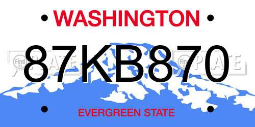 87KB870 Washington License Plate