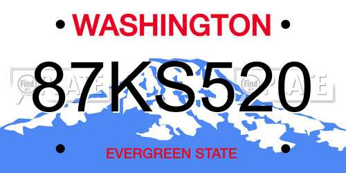 87KS520 Washington License Plate