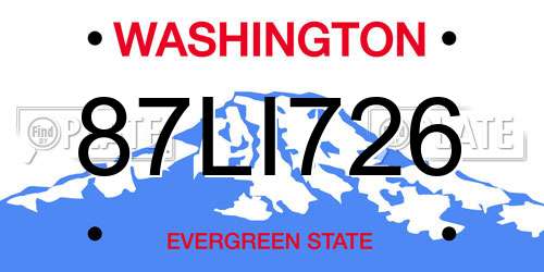87LI726 Washington License Plate