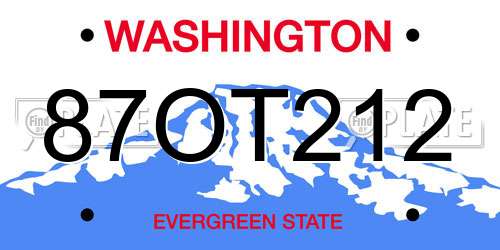 87OT212 Washington License Plate