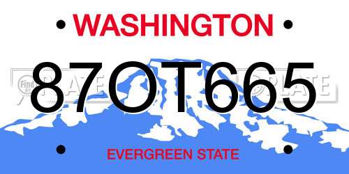 87OT665 Washington License Plate