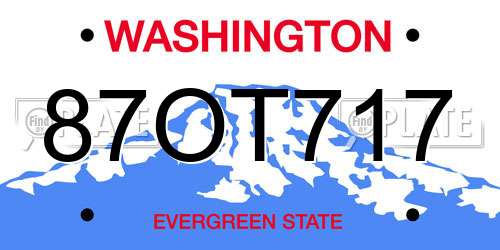 87OT717 Washington License Plate