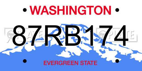 87RB174 Washington License Plate