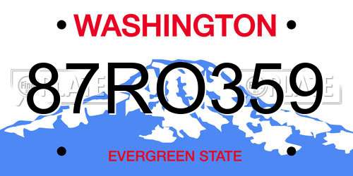 87RO359 Washington License Plate