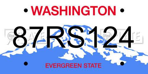 87RS124 Washington License Plate