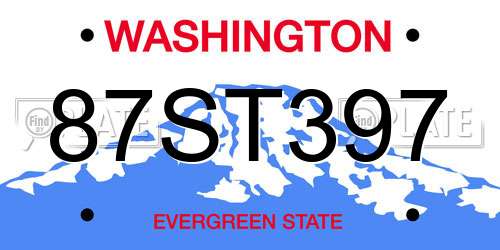 87ST397 Washington License Plate