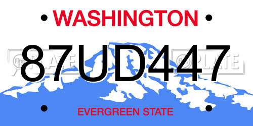 87UD447 Washington License Plate