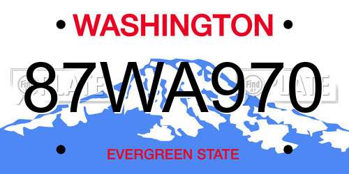 87WA970 Washington License Plate