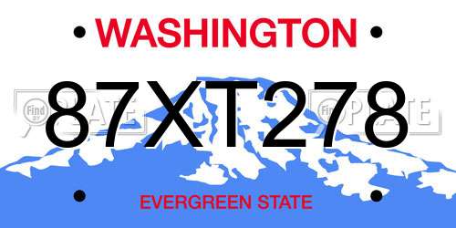 87XT278 Washington License Plate