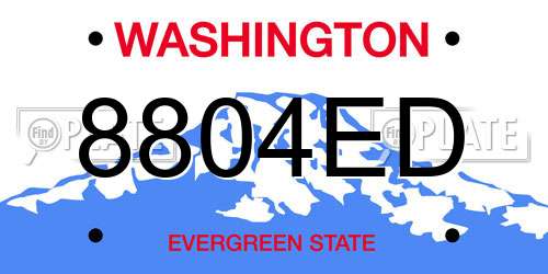 8804ED Washington License Plate