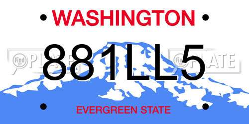 881LL5 Washington License Plate